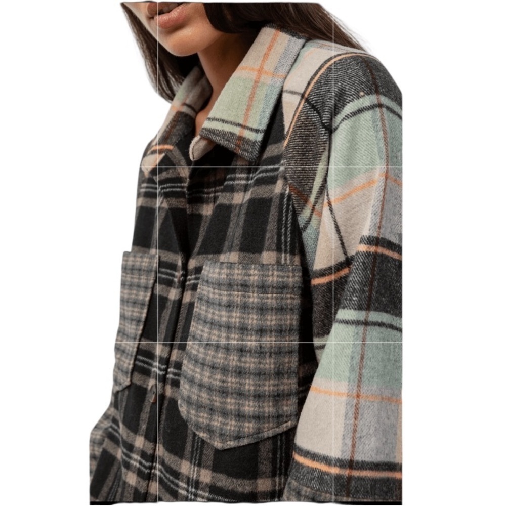 RAILS Ridley Jacket Mixed Mint Plaid Oversized Shirt Jacket Size Small - Picture 4 of 10